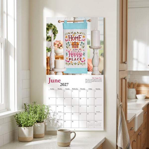 Keepsake Calendar 2027 shown hung on a kitchen wall