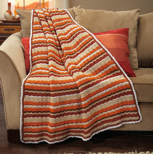 Image of the October afghan from the 2027 Treasury of Crochet Afghans Calendar.