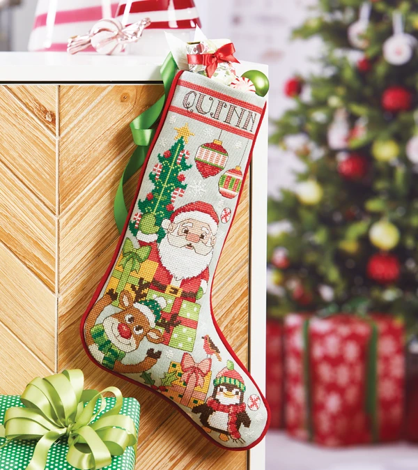 Image of Holly Jolly Stocking cross-stitch project from A Cross-Stitch Christmas: A Season to Cherish 2026