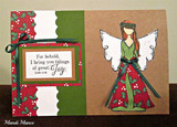 Card with the angel girl in green and red beside 'For behold, I bring you tidings of great joy. Luke 2:10'.