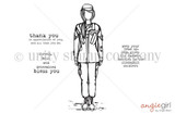 Jolande Girl stamp sheet: a faceless woman soldier in army fatigues, cap and combat boots, plus 'thank you in appreciation of you, and all that you do.', 'strong, bold and determined bless you' and 'keep your head up. GOD, gives his hardest battles to the STRONGEST soldiers'.