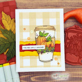 Yellow gingham card with the coffee cup, 'You are simply amazing!'