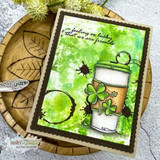 Green watercolor card with the shamrock coffee cup, 'feeling so lucky that we are friends'
