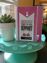 Simple pink card featuring the 'thanks for your SUPPORT #BreastFriends' stamp.