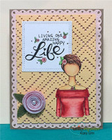 Planner Gal: One Happy Life itty bitty card, the little fashion figures colored softly with 'You got this girl' sentiment.