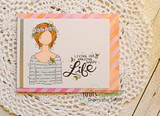 Planner Gal: One Happy Life itty bitty card, the little fashion figures colored softly with 'You got this girl' sentiment.