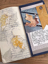Journal spread with leaves stamped in golds