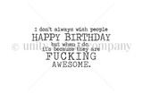 F'ing Awesome Birthday red rubber stamp art — typewriter-style adult birthday sentiment from Unity's EDGY line