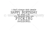 F'ing Awesome Birthday red rubber stamp art. Typewriter-style adult birthday sentiment from Unity's EDGY line.