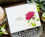 Card with a vivid pink peony on aqua and 'Having a child is to have your heart walk around outside of your body.'