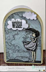 The dandelion girl silhouette on an arched card with 'make a WISH!' shown on the sample.