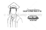 Uncolored red rubber grad stamp with 'Congratulations Graduate you did good' sentiments.