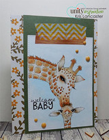 Kraft floral card with the giraffes and 'welcome baby'