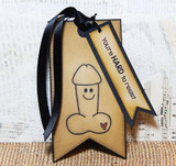 Kraft tag card from the Edgy Willie set with 'You've been on the tip of my mind.'