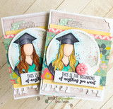 Two soft cards with the grad girl, 'This is the beginning of anything you want.'