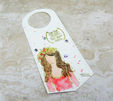 Door hanger tag with the gal in pink watercolor. Find your tribe love them hard.