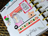 Planner layout closeup with the crowned gal and washi strips. Re-youtiful.