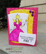 Card with the fairy colored in bright pink over a hot-pink base with the cheeky censored sentiment.