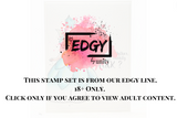 EDGY line 18+ adult-content notice card for the WTF Fairy stamp set.