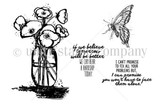 Red rubber stamp sheet with a loose ink drawn mason jar of poppies over a black brushstroke, a small butterfly and the sentiments "if we believe tomorrow will be better we can bear a hardship today" and "I can't promise to fix all your problems but, I can promise you won't have to face them alone!"