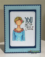 Navy scalloped card of Planner Gal in a blue floral top, 'YOU got this girl'