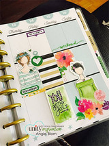Planner week spread with two Planner Gal stickers and 'weekend' script