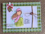 Tree-print card with the winter planner gal and pinecone accent by Angie Blom