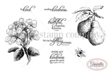 The Sending Kindness stamp sheet: a blossom cluster, a bee and a pear branch in fine line work, beside the sentiments be kind, sending kindness, be truthful gentle and fearless, We rise by lifting others, and every act of kindness grows the spirit and strengthens the soul.