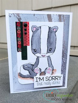 Card with the skunk and washi strips, 'I'm sorry that really stinks'