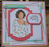 Pastel tile-patterned card of Jane Girl, 'stay patient and trust your journey' with love-where-you-are border