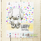 Confetti card of the cuddlebug puppy with 'HAPPY [bark]day.'