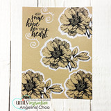 Kraft card with the flower stamped and white-embossed across the panel, topped with 'keep some hope in your heart.'