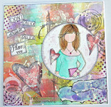 Rainbow mixed-media canvas of Planner Gal with grunge hearts and the dream-plan sentiment