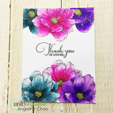 Card with pink, teal and purple magnolias, 'thank you for everything.'