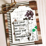 The wildflower script background on a black-and-white stripe card with distressed floral color.