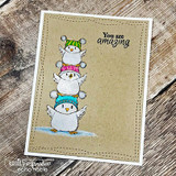 Kraft card with a small stack of hatted owls and the sentiment 'You are amazing.'