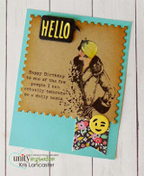Kraft card with the vintage lady, 'HELLO - Happy Birthday to one of the few people I can actually tolerate.'