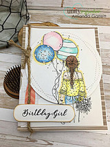 Kraft journal cover with the balloon girl and Birthday Girl tag