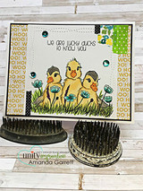 Kraft card with the ducklings and a patterned side strip, 'we are lucky ducks to know you.'