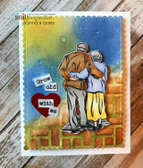 A card project showing an older couple walking arm in arm, paired with the greeting "I promise to always be there."
