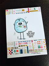 Patterned card with a blue crazy bird, 'you are one CRAZY bird.'