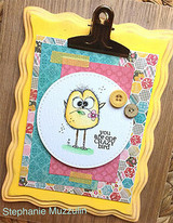 Clipboard card with a blue crazy bird in a circle, 'you are one CRAZY bird.'