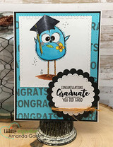 Card with a graduate crazy bird in a cap, 'Congratulations Graduate you did good.'