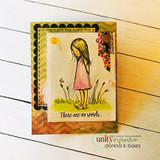 Warm gold card of the little girl gazing down with 'There are no words...'