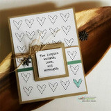 Handmade card with Angie Blom's Emerson Girl, a stylish young woman bundled in a winter coat, hat and scarf holding a coffee, sentiment 'You inspire warmth, love, and strength'.