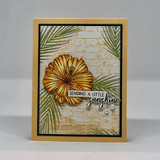 Golden bloom over palm-print brick card. Sending a little sunshine.