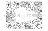 Black-and-white background stamp of a full floral border framing an open center, drawn in fine line art.