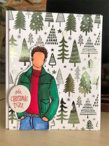 Angie Blom's Zeke AngieGuy in a jacket with 'Best. Guy. Ever' and 'hello there,' a red rubber masculine stamp shown on a handmade card.