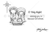 The O' Holy Blessed Night red rubber stamp set: line-art of the nativity with a star and the sentiments 'O' Holy Night' and 'Wishing you a blessed Christmas'.
