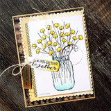 Golden layered card with yellow blooms in the jar and an 'always better together' tag